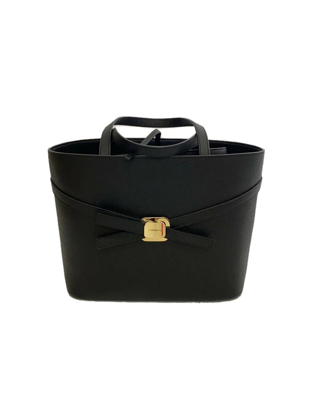 Salvatore Ferragamo Vara Plate Tote Bag Shoulder Black